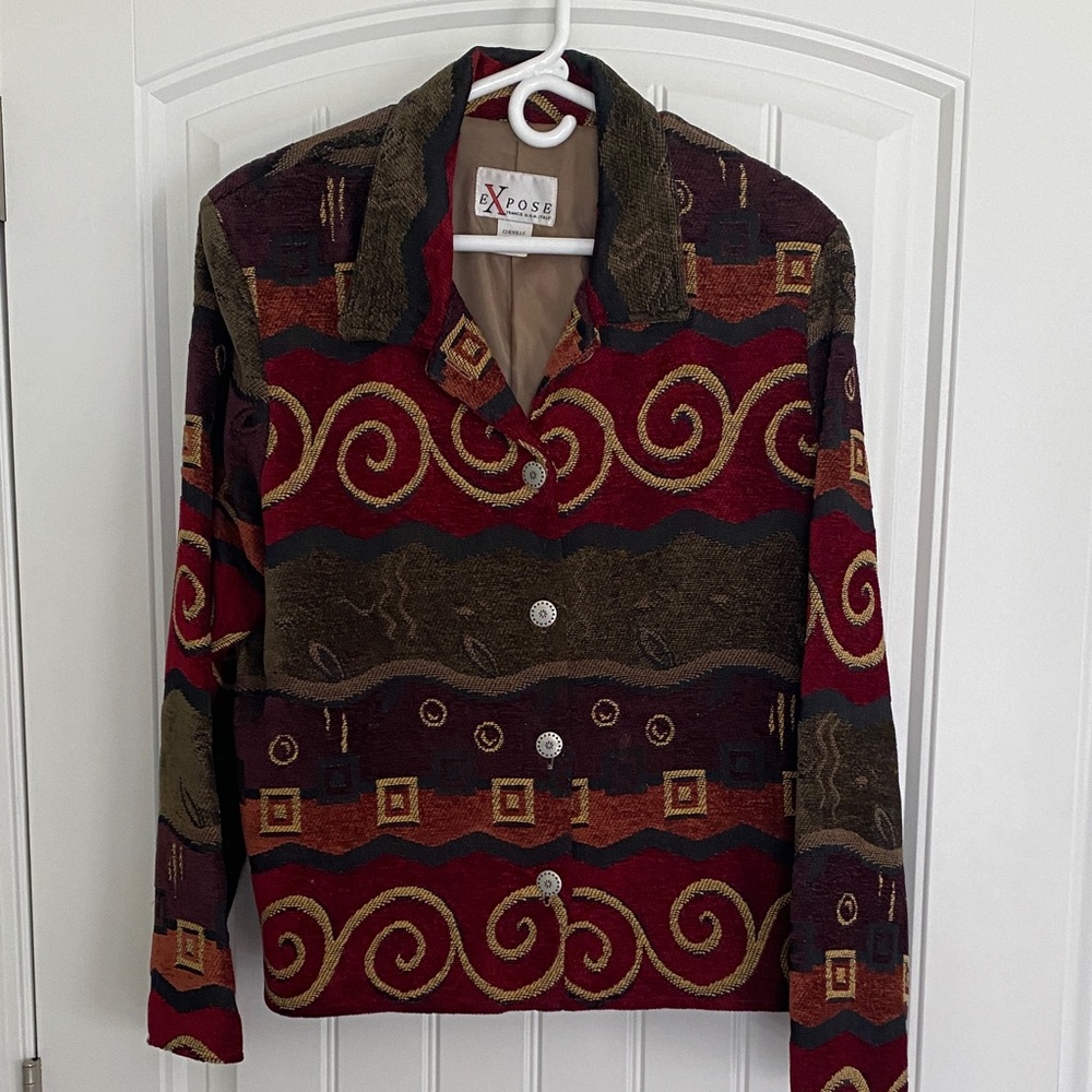 Expose' Women's Multicolor Patterned Chenile Jacket